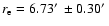 $r_{\rm e}=6.73\hbox {$^\prime $ }\pm 0.30\hbox {$^\prime $ }$