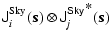 $\displaystyle {\ensuremath{\mathsf{J^{\rm Sky}_{\it i}}} (\vec{s})}\otimes{\ensuremath{\mathsf{J^{Sky^{\textstyle*}}_{\it j}}} (\vec{s})}$