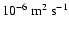 $10^{-6}~{\rm m}^2~{\rm
s}^{-1}$