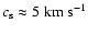$c_{\rm s}\approx 5~{\rm km~s}^{-1}$