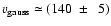 $\varv_{\rm gauss} \simeq (140~\pm~~ 5)$