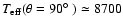 $T_{\rm eff}(\theta = 90\hbox{$^\circ$ }) \simeq 8700$