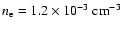 $n_{{\rm e}}=1.2\times 10^{-3}~{\rm cm}^{-3}$