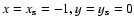 $x=x_{\rm s}=-1,y =y_{\rm s}=0$