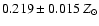 $0.219\pm0.015~Z_\odot$