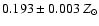 $0.193\pm0.003~Z_\odot$