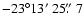$-23\degr13\hbox{$^\prime$ }25\hbox{$.\!\!^{\prime\prime}$ }7$