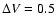 $\Delta V=0.5$