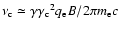 $\nu_{\rm c}\simeq\gamma{\gamma_{\rm c}}^2q_{\rm e}B/2\pi m_{\rm e}c$
