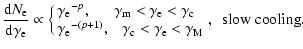 $\displaystyle \frac{{\rm d}N_{\rm e}}{{\rm d}\gamma_{\rm e}}\propto \cases{{\ga...
...^{-(p+1)},~~~\gamma_{\rm c}<\gamma_{\rm e}<\gamma_{\rm M}},~~\rm slow~ cooling.$