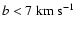 $b<7~{\rm km~s}^{-1}$