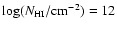 $\log (N_{\rm HI}/{\rm cm}^{-2})=12$