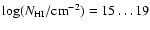 $\log (N_{\rm HI}/{\rm cm}^{-2})=15\ldots19$