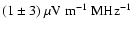 $(1\pm3)~{\rm\mu V~m^{-1}~MHz^{-1}}$