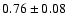 $ 0.76 \pm 0.08 $