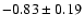 $ -0.83 \pm 0.19 $