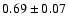 $ 0.69 \pm 0.07 $