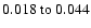 $ 0.018~{\rm to}~0.044 $