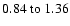 $ 0.84~{\rm to}~1.36 $