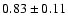 $ 0.83 \pm 0.11 $