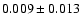 $ 0.009 \pm 0.013 $