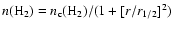 $n({\rm H_2}) = n_{\rm c}({\rm H_2}) / (1 + [r / r_{1/2}]^2)$