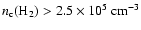 $n_{\rm c}({\rm H_2}) > 2.5 \times 10^5~\rm cm^{-3}$