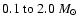 $0.1~{\rm to}~2.0~M_{\odot}$