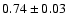 $ 0.74 \pm 0.03 $