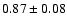 $ 0.87 \pm 0.08 $