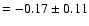 $=-0.17\pm0.11$