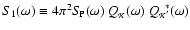 $S_1(\omega)\equiv4\pi^2 S_{\rm\! P}(\omega)~Q_{{_\mathcal{K}}}(\omega)~{Q_{{_\mathcal{K}}'}}^{\!\!\!*}(\omega)$