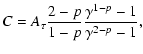 $\displaystyle C=A_\tau \frac{2-p}{1-p}\frac{\gamma^{1-p}-1}{\gamma^{2-p}-1},$