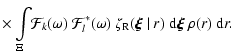 $\displaystyle \times\int\limits_\Xi\!
\mathcal{F}_k(\omega)~
\mathcal{F}_l^*(\omega)
~\zeta_{\rm R}(\vec{\xi}~\vert~r)~{\rm d}\vec{\xi}~\rho(r)~{\rm d}r.$