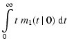 $\displaystyle \int\limits_0^\infty t~ m_{1}(t~\vert~0)~{\rm d}t$