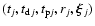 $(t_j,t_{{\rm d}j},t_{{\rm p}j},r_j,\vec{\xi}_j)$