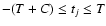 $-(T+C)\leq t_j \leq T$