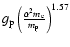 $g_{\rm p}
\left({\frac{\alpha^2 m_{\rm e}}{m_{\rm p}}}\right)^{1.57}$