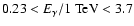 $0.23 < E_{\gamma}/1~{\rm TeV} < 3.7$