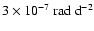 $ 3 \times 10^{-7}~{\rm rad~d}^{-2}$