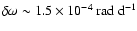 $\delta\omega \sim 1.5 \times 10^{-4}~{\rm rad~d}^{-1}$