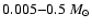 $0.005{-}0.5~M_{\odot}$