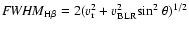${\it FWHM}_{\rm H \beta}=2(v_{\rm r}^{2}+v_{\rm BLR}^{2} \rm sin^{2}~\theta)^{1/2}$