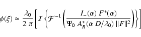 \begin{displaymath}\phi(\xi) \simeq \frac{\lambda_0}{ 2~\pi}\left[\mathcal{I}\le...
...*(\alpha~ D/\lambda_0)~ \Vert F\Vert^2}\right)\right\}\right]
\end{displaymath}