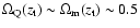$\Omega_{ \rm Q}(z_{\rm t}) \sim
\Omega_{\rm m}(z_{\rm t}) \sim 0.5$