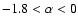 $-1.8<\alpha <0$