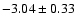 $-3.04\pm0.33$