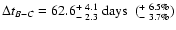 $\Delta t_{B-C} = 62.6^{+~4.1}_{-~2.3}~{\rm days} ~\ (^{+~6.5\%}_{-~3.7\%})$