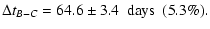 $\displaystyle \Delta t_{B-C} = 64.6 \pm 3.4 ~\ {\rm days} ~\ (5.3\%).$