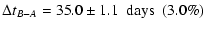 $\displaystyle \Delta t_{B-A} = 35.0 \pm 1.1 ~\ \hbox{days} ~\ (3.0\%)$
